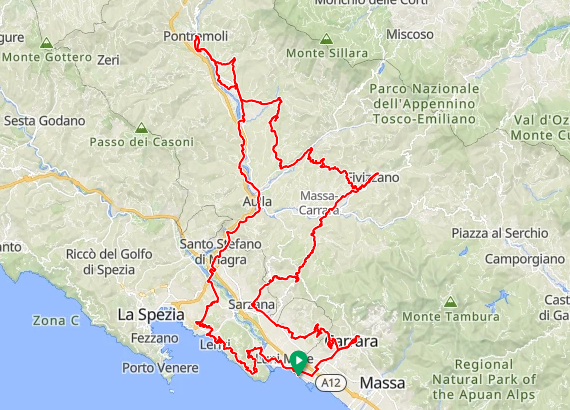 map of the itinerary of the 100 castles bike tour